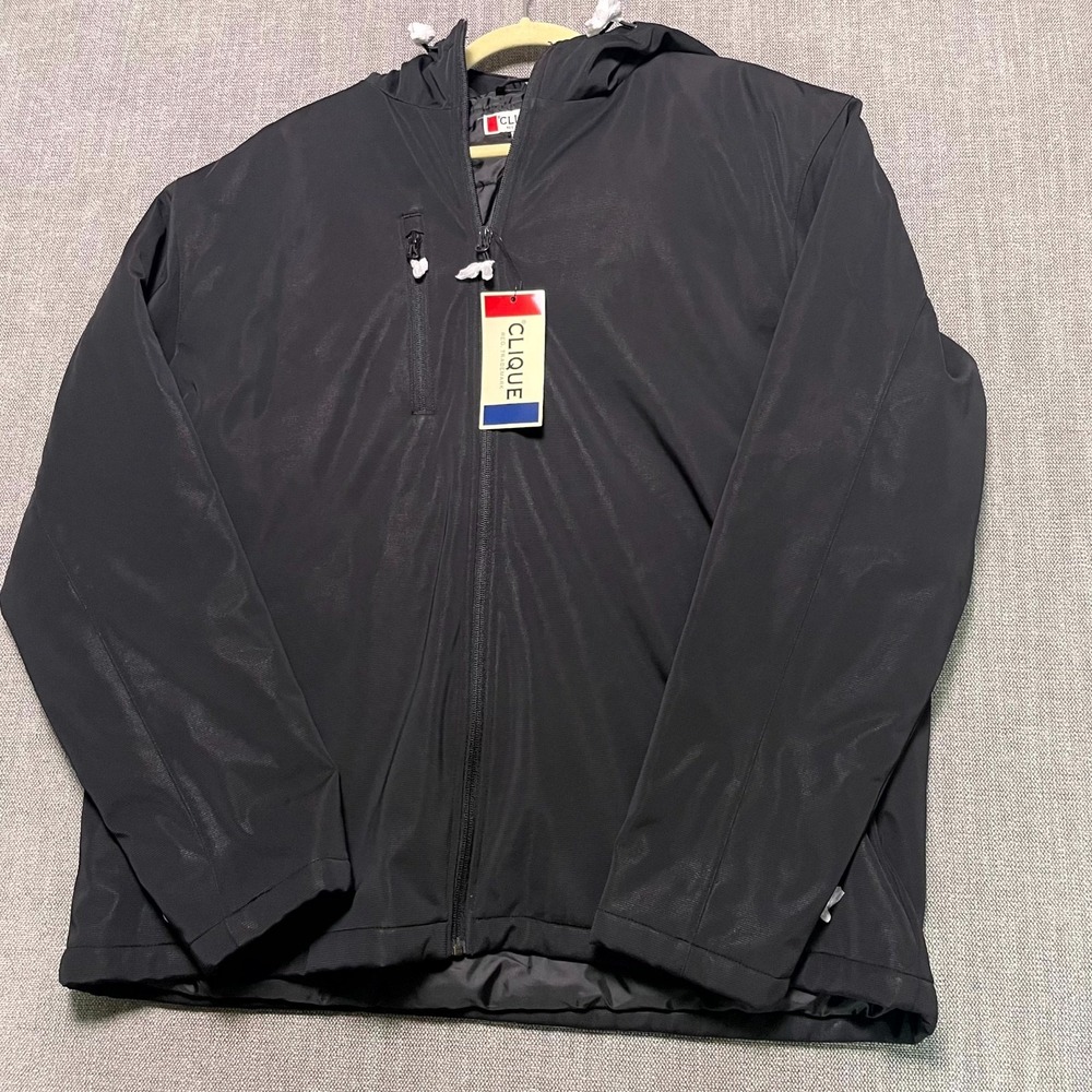 Clique Equinox Insulated Softshell Jacket Mens XL Black Hooded DWR MQO00073